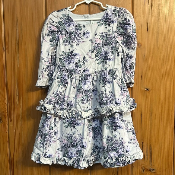 Janie and Jack Other - Janie and Jack girls purple rose, print ruffle dress